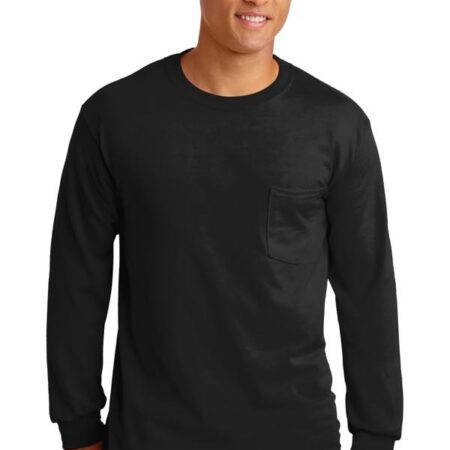 Gildan - Ultra Cotton 100% Cotton Long Sleeve T-Shirt with Pocket. 2410