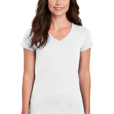 Gildan Ladies Heavy Cotton 100% Cotton V-Neck T-Shirt. 5V00L