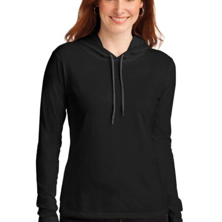 Gildan Ladies 100% Combed Ring Spun Cotton Long Sleeve Hooded T-Shirt. 887L