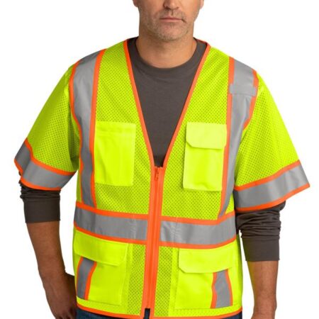 CornerStone ANSI 107 Class 3 Surveyor Mesh Zippered Two-Tone Short Sleeve Vest. CSV106