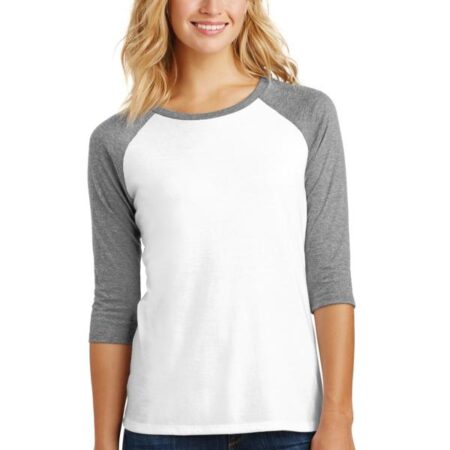 District Women's Perfect Tri 3/4-Sleeve Raglan. DM136L