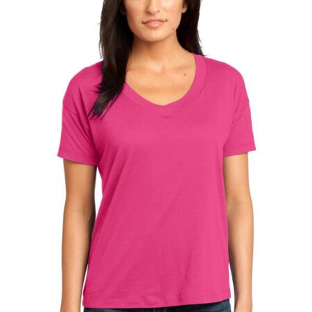 CLOSEOUT District Made - Ladies Modal Blend Relaxed V-Neck Tee. DM480
