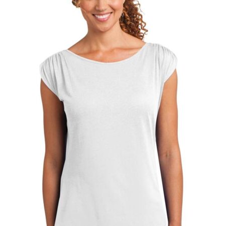 CLOSEOUT District Made Ladies Modal Blend Gathered Shoulder Tee. DM483