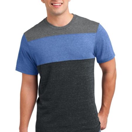 CLOSEOUT District Young Mens Tri-Blend Pieced Crewneck Tee. DT143