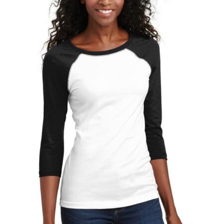 CLOSEOUT District - Juniors 50/50 3/4-Sleeve Raglan Tee. DT228