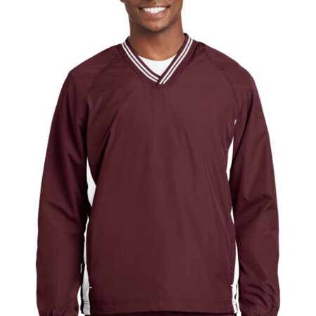 Sport-Tek Tipped V-Neck Raglan Wind Shirt. JST62