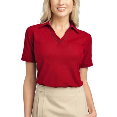 CLOSEOUT Port Authority Ladies Silk Touch Piped Polo. L502