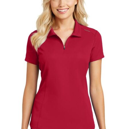 Port Authority Ladies Pinpoint Mesh Zip Polo. L580