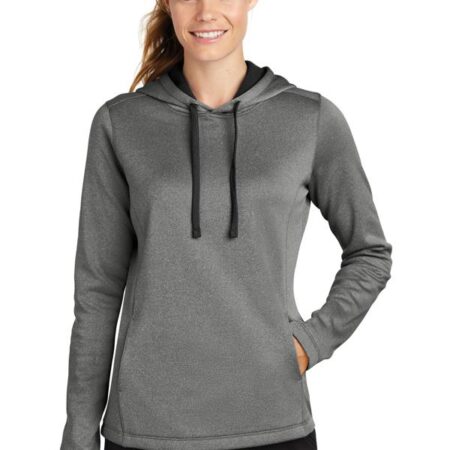 Sport-Tek Ladies PosiCharge Sport-Wick Heather Fleece Hooded Pullover. LST264