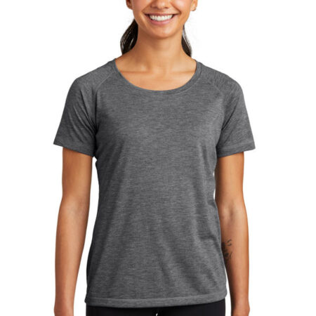 Sport-Tek Ladies PosiCharge Tri-Blend Wicking Scoop Neck Raglan Tee. LST400