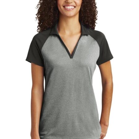 Sport-Tek Ladies PosiCharge RacerMesh Raglan Heather Block Polo. LST641