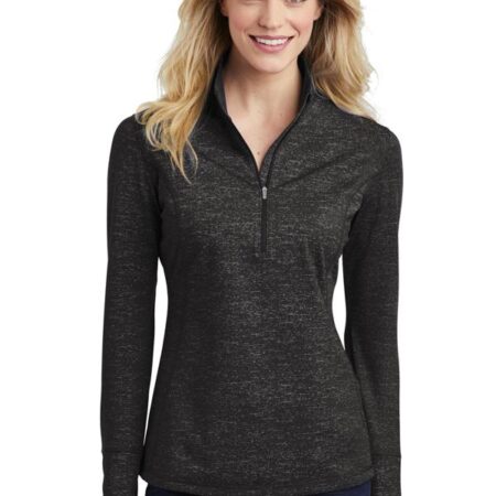 Sport-Tek Ladies Sport-Wick Stretch Reflective Heather 1/2-Zip Pullover. LST855