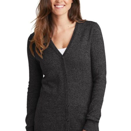 Port Authority Ladies Marled Cardigan Sweater. LSW415