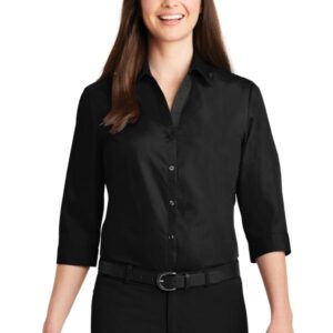 Port Authority Ladies 3/4-Sleeve Carefree Poplin Shirt. LW102
