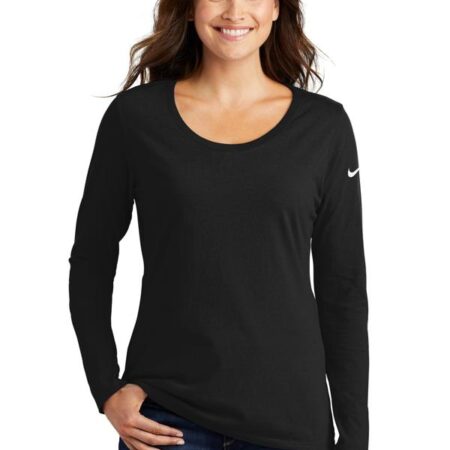 Nike Ladies Core Cotton Long Sleeve Scoop Neck Tee. NKBQ5235