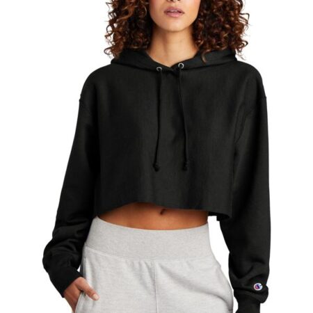 Champion  Women's Reverse Weave  Cropped Cut-Off Hooded Sweatshirt RW01W