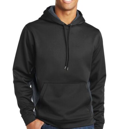 Sport-Tek Sport-Wick CamoHex Fleece Colorblock Hooded Pullover. ST239