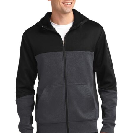 Sport-Tek Tech Fleece Colorblock Full-Zip Hooded Jacket. ST245