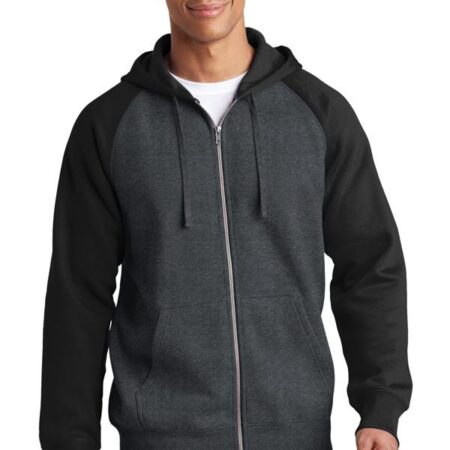 Sport-Tek Raglan Colorblock Full-Zip Hooded Fleece Jacket. ST269