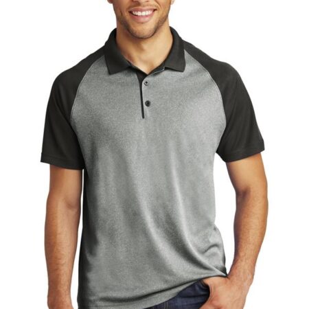 Sport-Tek PosiCharge RacerMesh Raglan Heather Block Polo. ST641