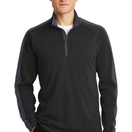 Sport-Tek Sport-Wick Textured Colorblock 1/4-Zip Pullover. ST861