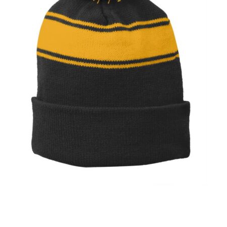 Sport-Tek Stripe Pom Pom Beanie. STC28