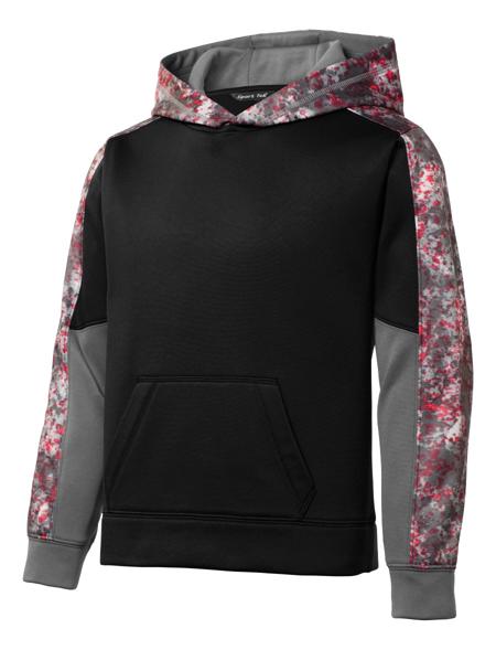 Sport-Tek Youth Sport-Wick Mineral Freeze Fleece Colorblock Hooded Pullover. YST231