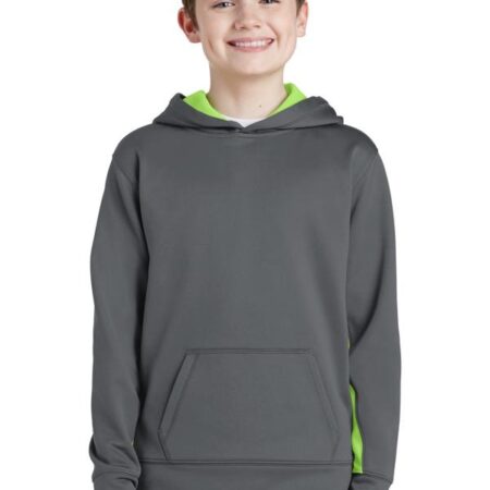 Sport-Tek Youth Sport-Wick Fleece Colorblock Hooded Pullover. YST235