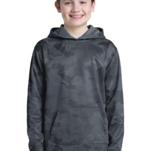 Sport-Tek Youth Sport-Wick CamoHex Fleece Hooded Pullover. YST240